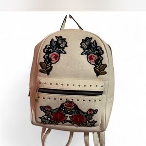 Aldo Cream Backpack with Floral Embroidery